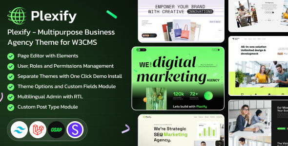 Plexify - Multipurpose Business Agency Theme for W3CMS