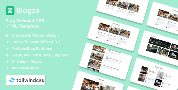Blogza - Blog Page Tailwind CSS 3 HTML Template