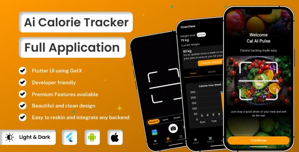 Cal  AI  Pulse | Calorie & Food Tracker | Flutter Android/iOS Full Application | Premium Plans